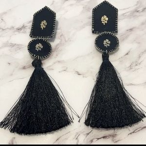Black & Gold Tassel Earrings